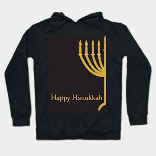 Happy Hanukkah greeting with Golden Menorah illustration on Black background Hoodie